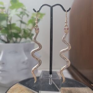 Snake Earrings (Gold and Pink Eyes) *NEW*
